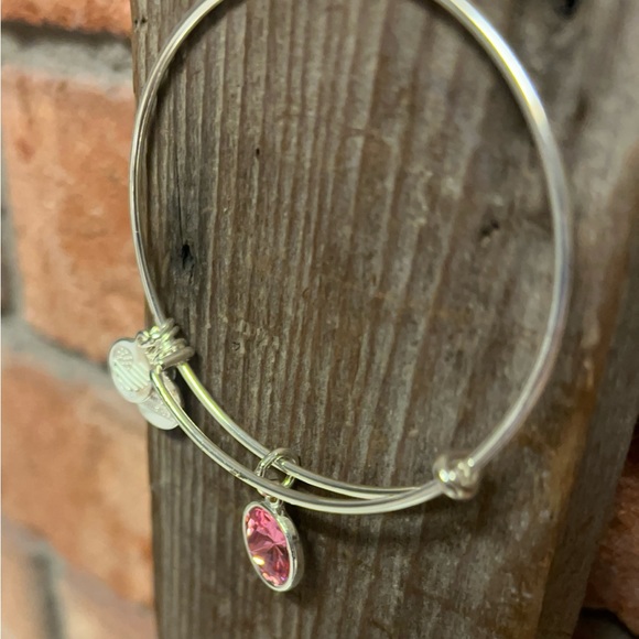 Alex & Ani Bangle Bar Pink Tourmaline October Birthstone Bangle Bracelet - Picture 7 of 14